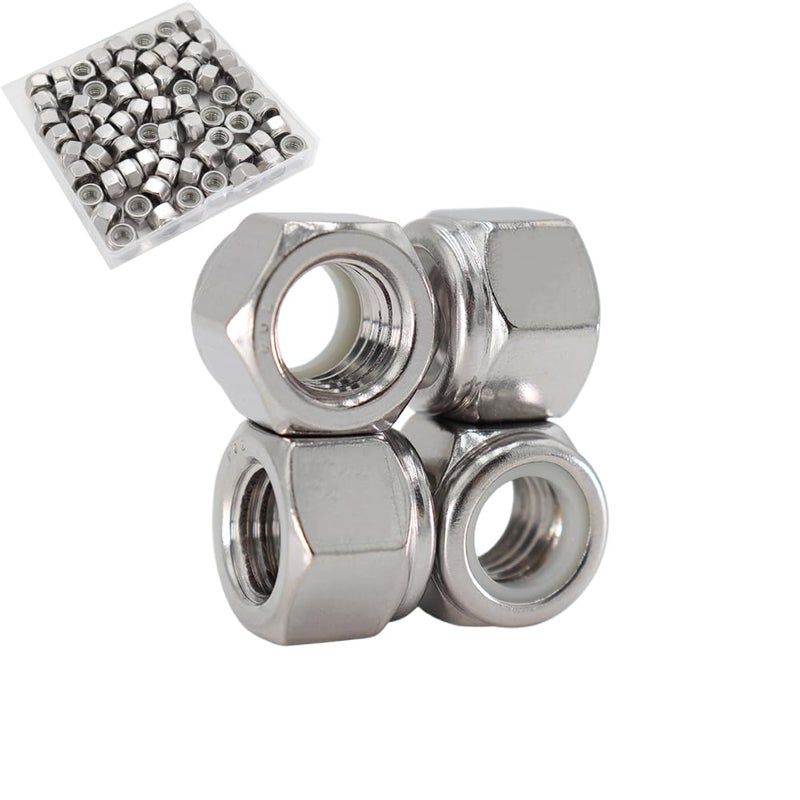 STORMCUBE 5/16"-18 Nylon Insert Hex Lock Nuts 70 Pack 304 Stainless Steel Self-Locking Nylon Lock Nuts Plain Finish for Industrial Construction Fasteners - Image 1